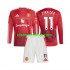 Camisola Manchester United Joshua Zirkzee 11 Criança Equipamento Primeiro 2024-2025 Manga Comprida